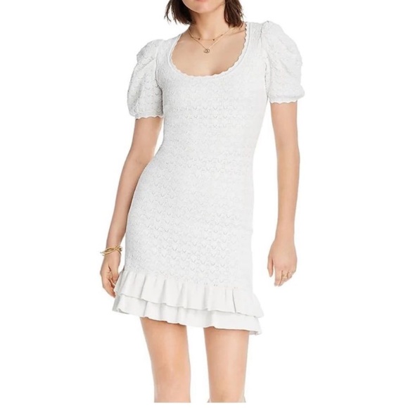 LINI REBECCA WHITE KNIT RUFFLED HEM
CASUAL DRESS NWT - Picture 1 of 14